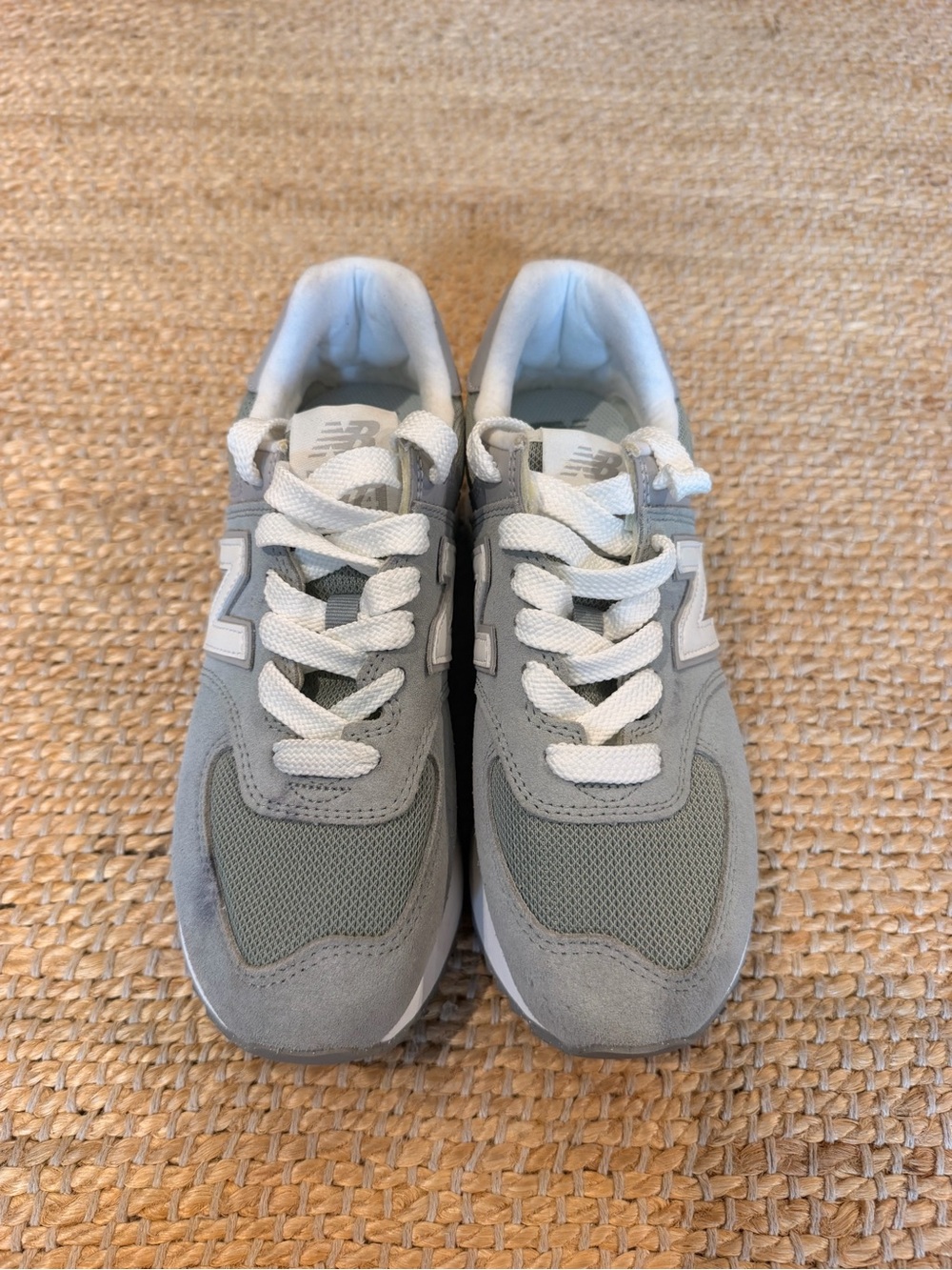 New Balance Women’s Gray and White platform Lace-Up Sneakers